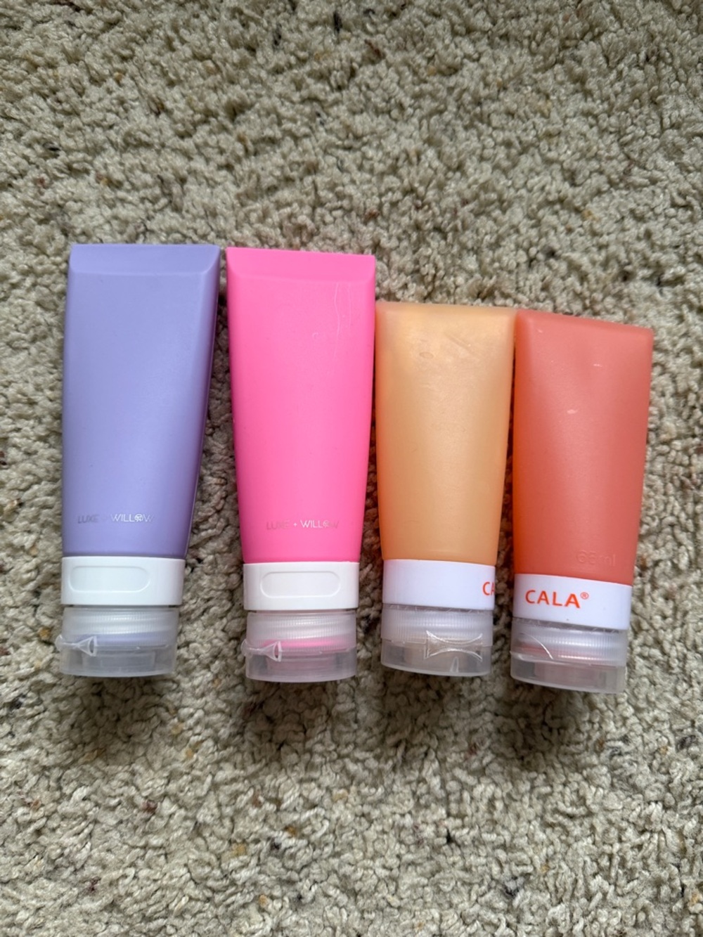 Set of 4 Silicone Travel Tubes - Lavender, Hot Pink, Peach, Coral